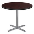 National Public Seating Cafe Table, 36in. Diameter x 30h, Round Top/X-Base, Mahogany Top, Gray Base CG13636XD1MY